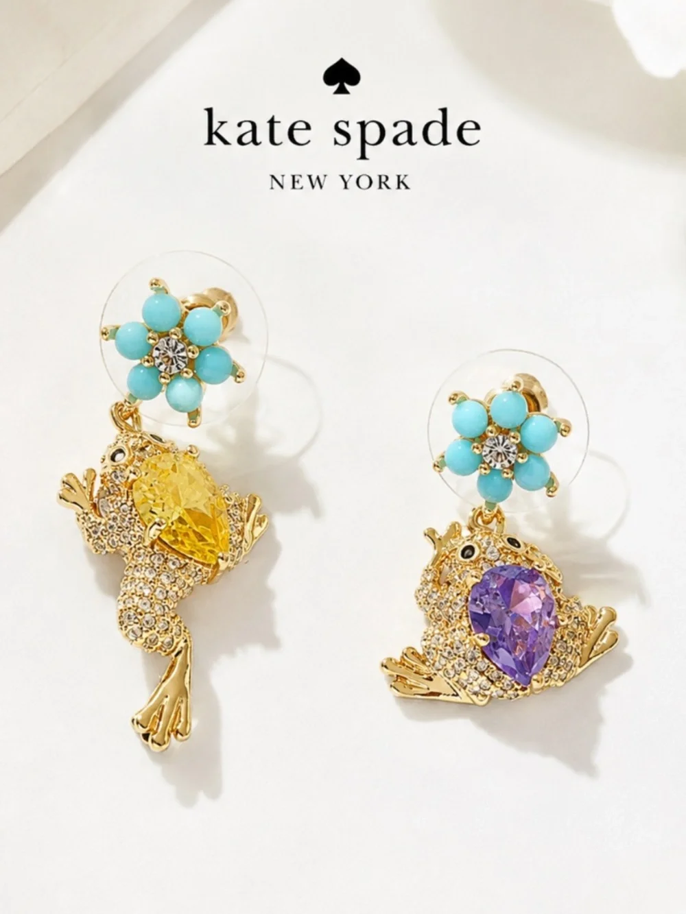 Kate Spade New York Nature Walk Frog Drop Earrings.